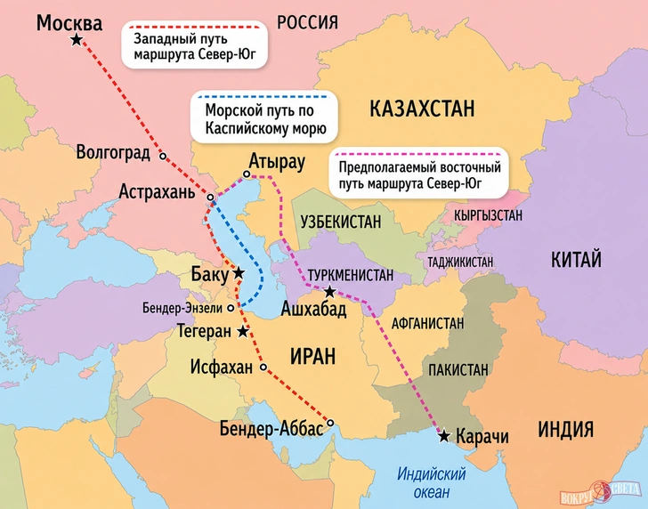 У России три пути к Индийскому океану: карта