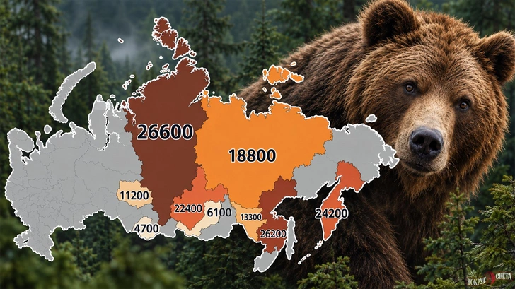 В Минприроды назвали 9 регионов России с максимальным количеством медведей: карта